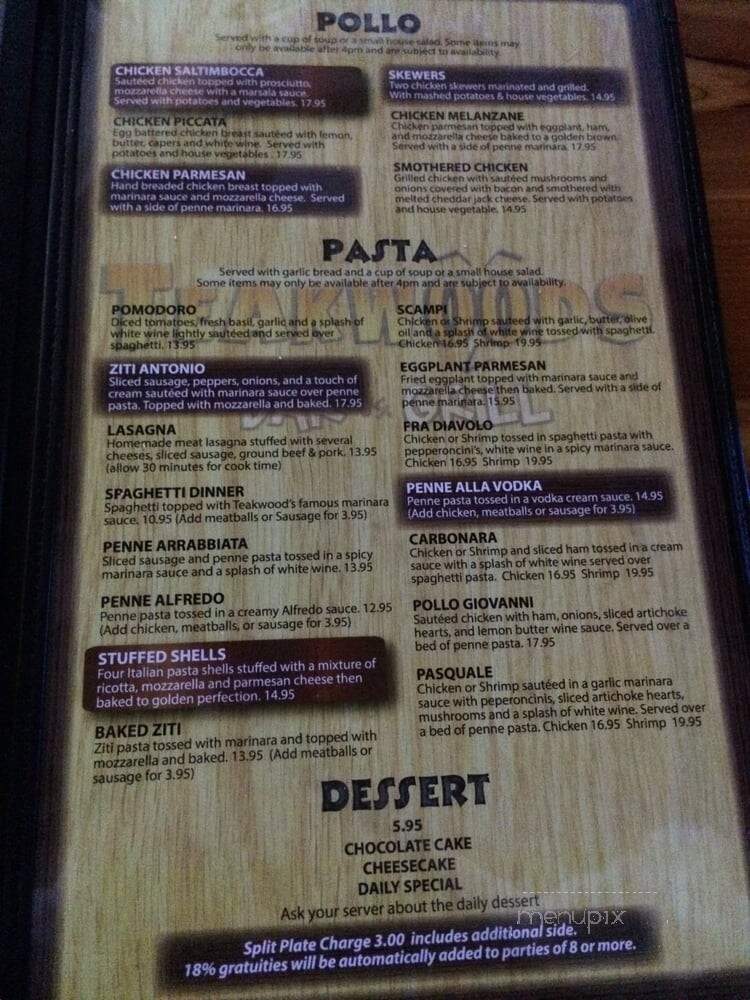 Teakwood Bar vs Grill - Wildomar, CA menu_pic