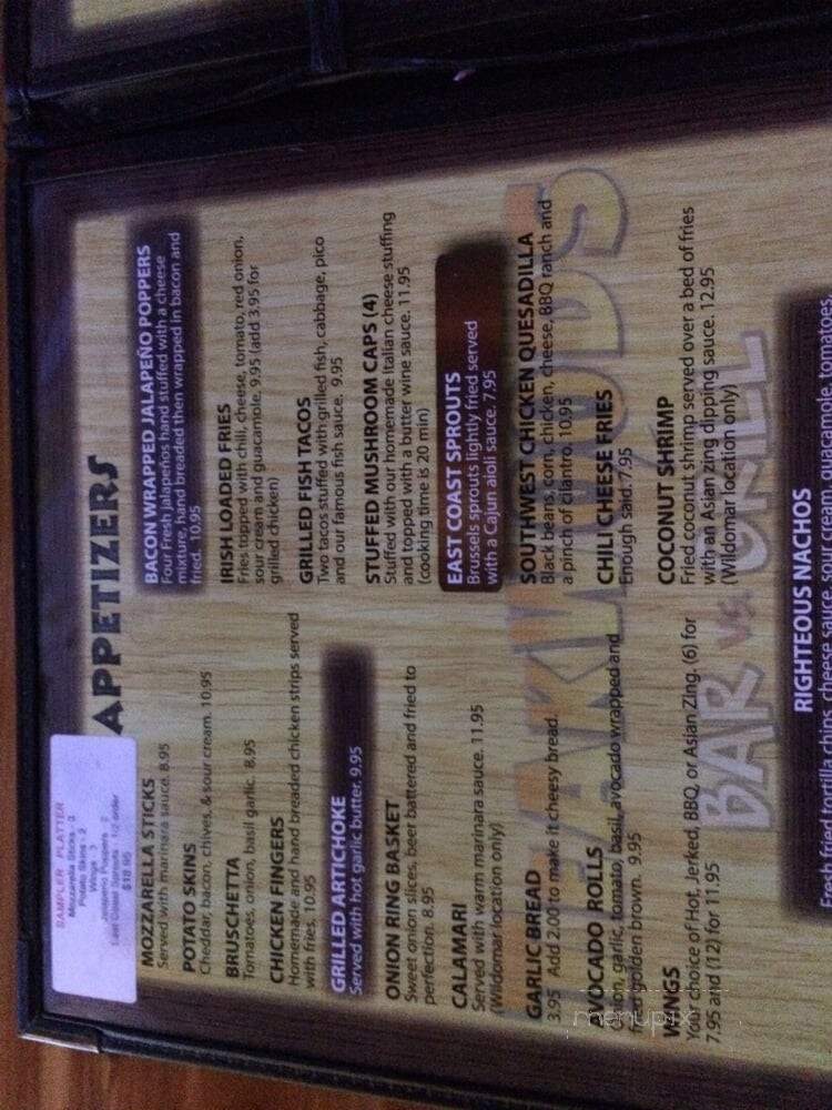 Teakwood Bar vs Grill - Wildomar, CA menu_pic