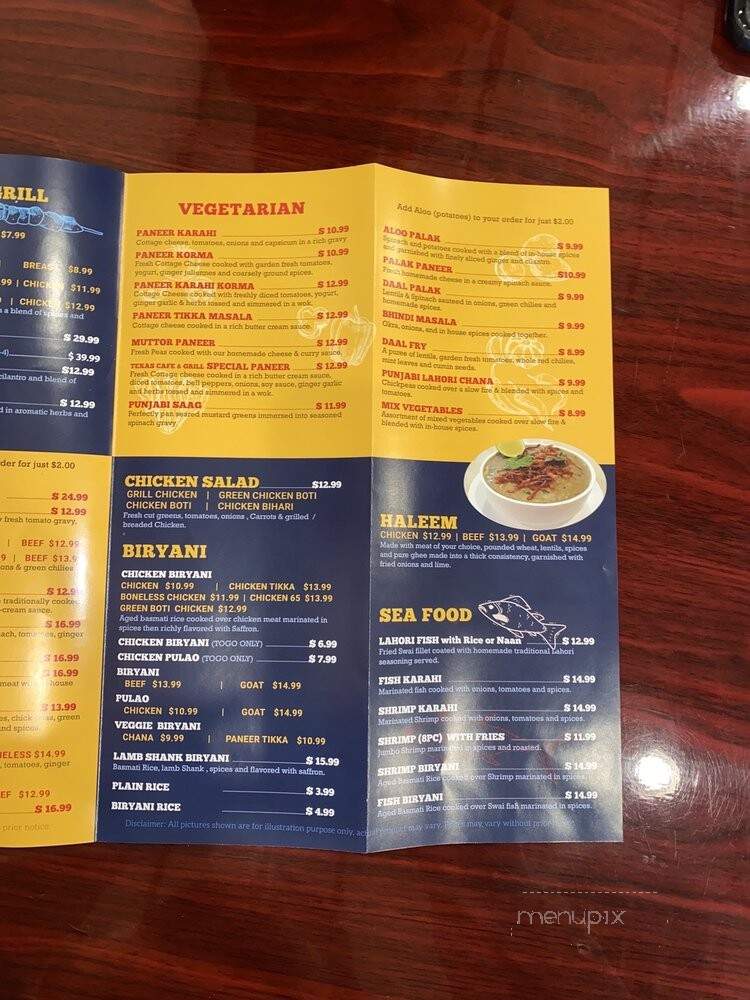 Texas King Indo-Pak Cafe and Grill - Plano, TX menu_pic