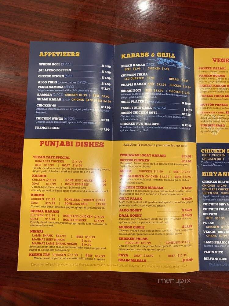 Texas King Indo-Pak Cafe and Grill - Plano, TX menu_pic