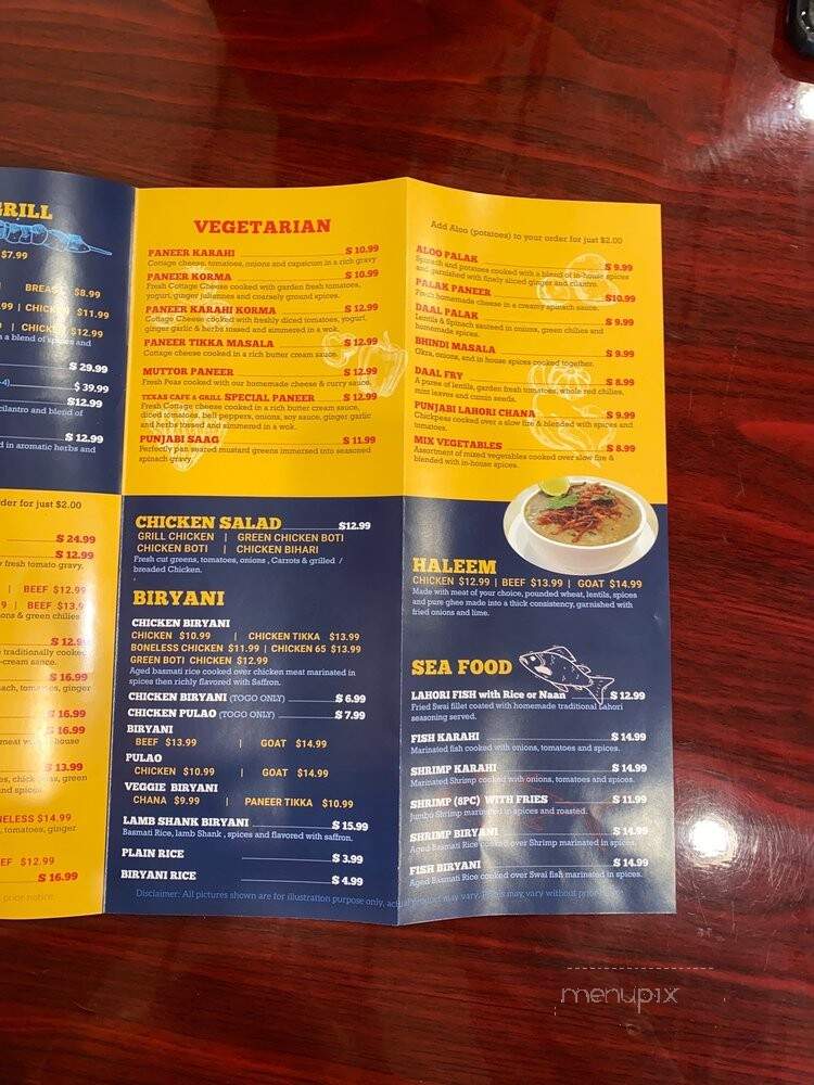 Texas King Indo-Pak Cafe and Grill - Plano, TX menu_pic