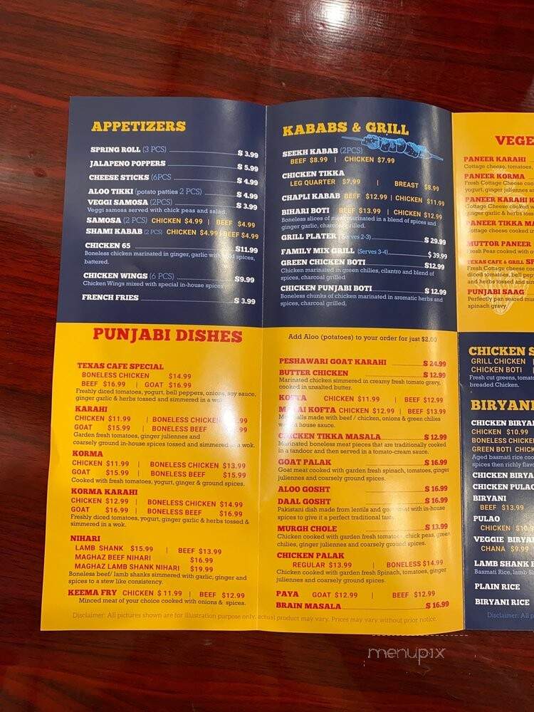 Texas King Indo-Pak Cafe and Grill - Plano, TX menu_pic
