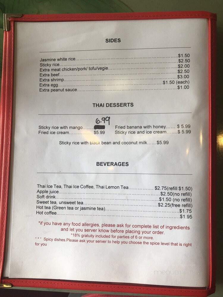 Thai 99 - Chesapeake, VA menu_pic