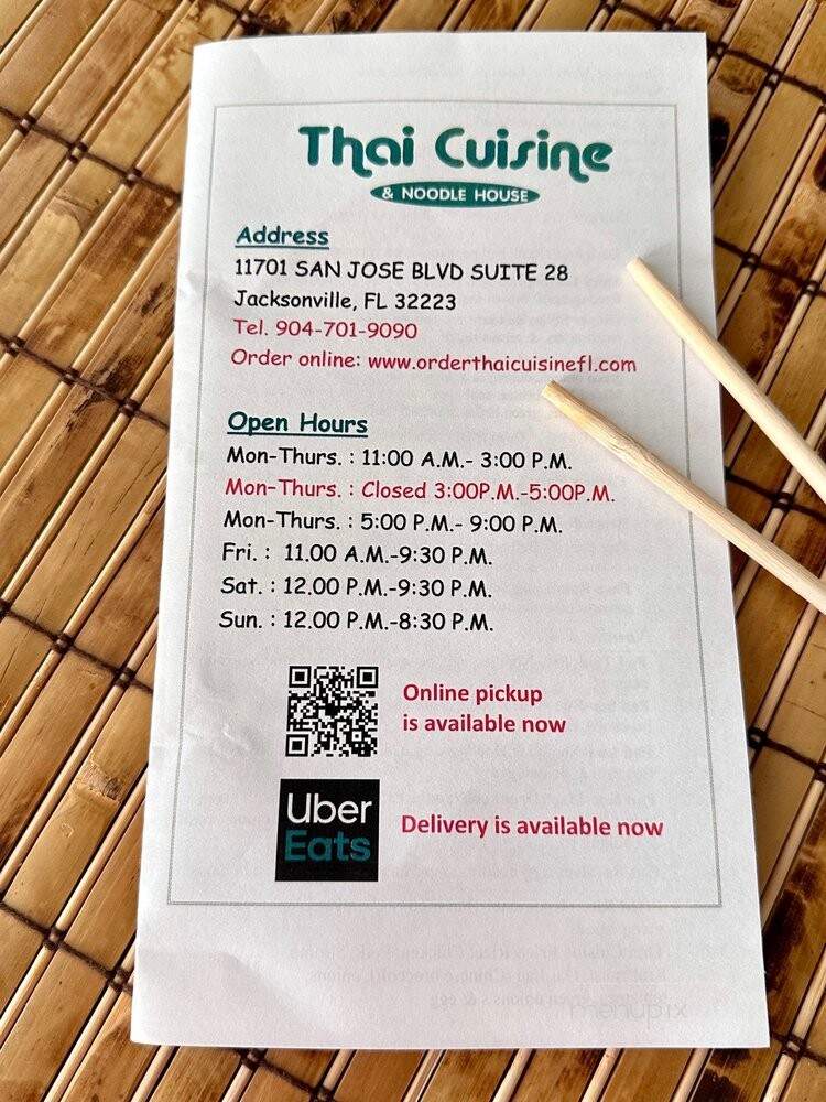 Thai Cuisine Noodle House - Jacksonville, FL menu_pic