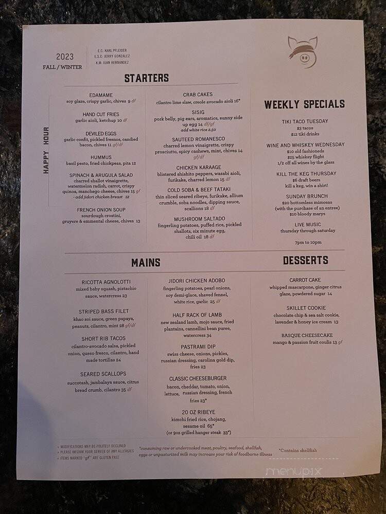 The Blind Pig - Rancho Santa Margarita, CA menu_pic