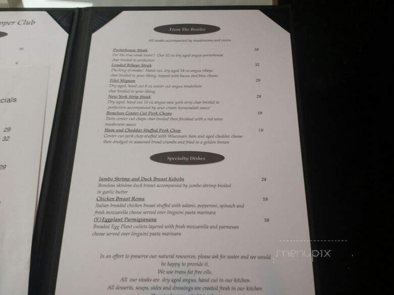 The Dirty Oar - Nekoosa, WI menu_pic