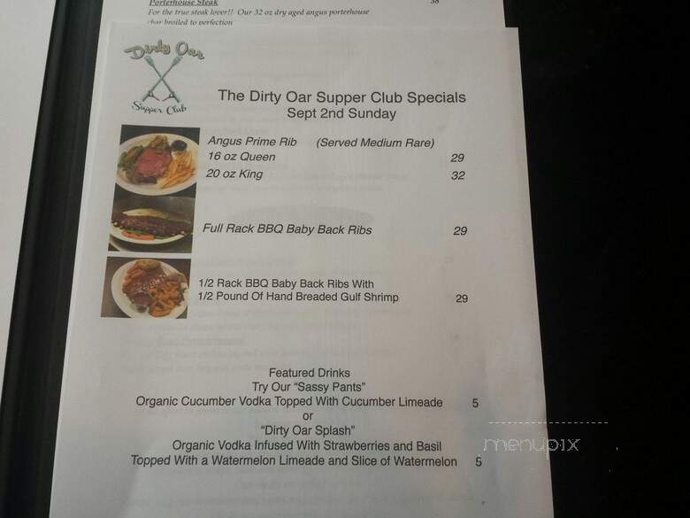 The Dirty Oar - Nekoosa, WI menu_pic