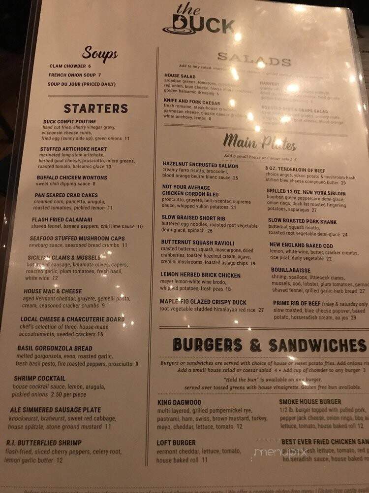 The Duck - Fiskdale, MA menu_pic