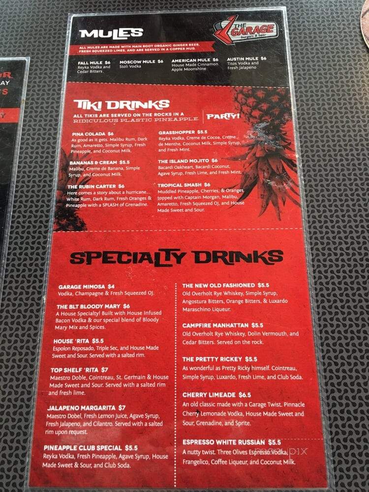 The Garage - Oklahoma City, OK menu_pic