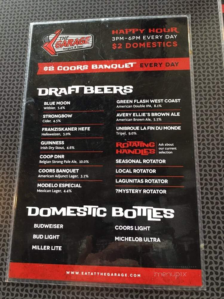 The Garage - Oklahoma City, OK menu_pic