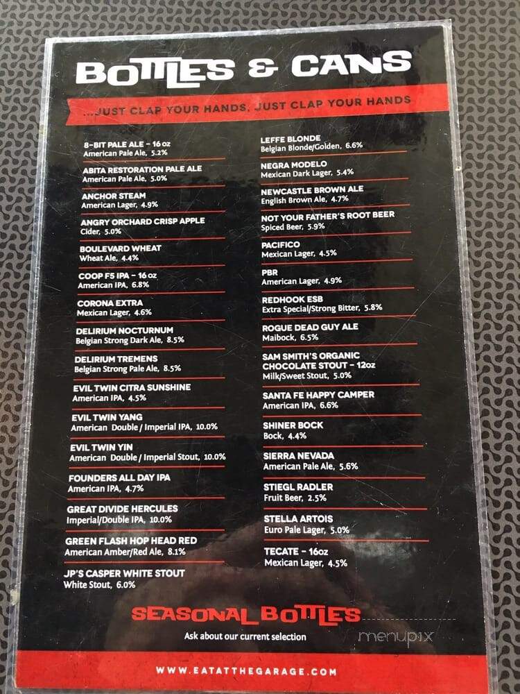 The Garage - Oklahoma City, OK menu_pic