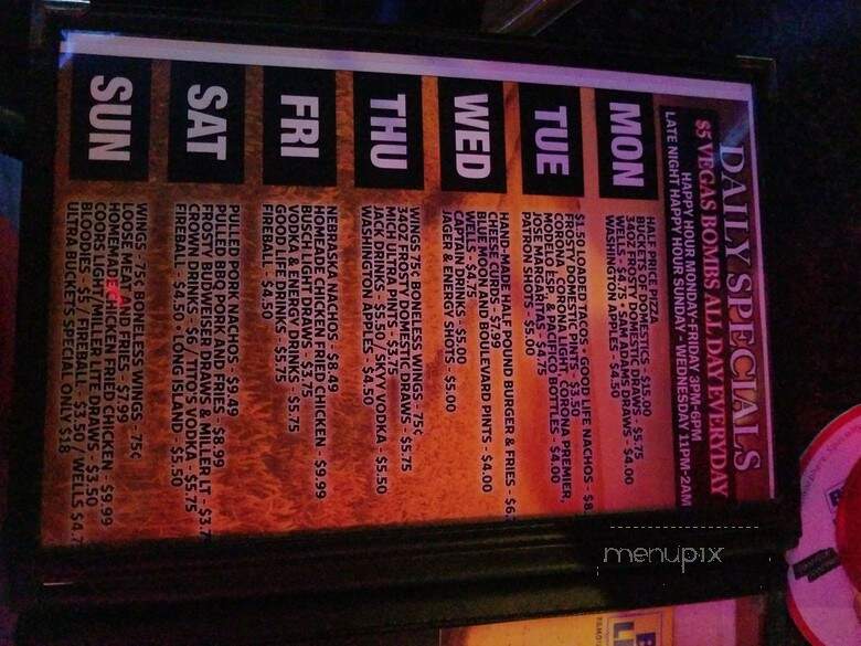The Good Life Sports Bar and Grill - Omaha, NE menu_pic