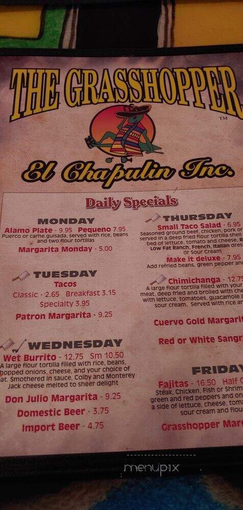 The Grasshopper-El Chapulin - Sarasota, FL menu_pic