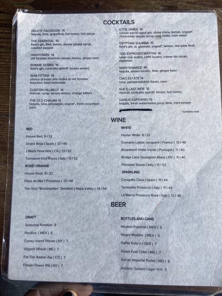 The Great Georgiana - Brooklyn, NY menu_pic