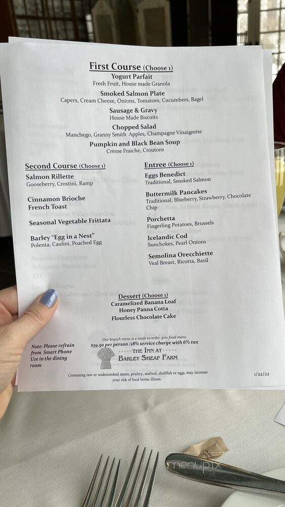 The Inn at Barley Sheaf Farm - Doylestown, PA menu_pic