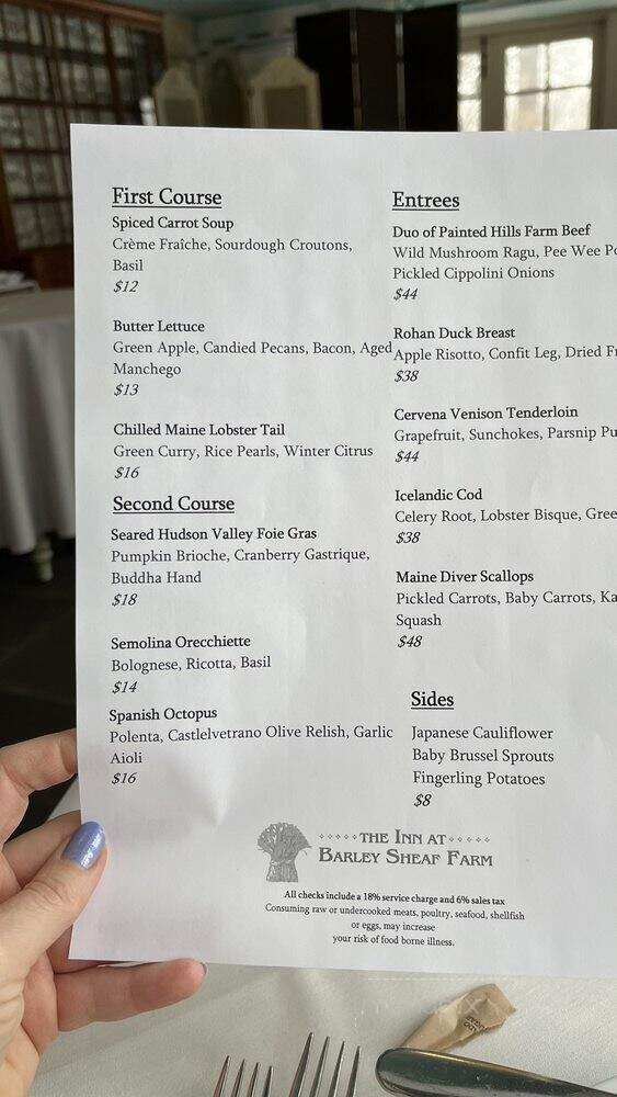 The Inn at Barley Sheaf Farm - Doylestown, PA menu_pic
