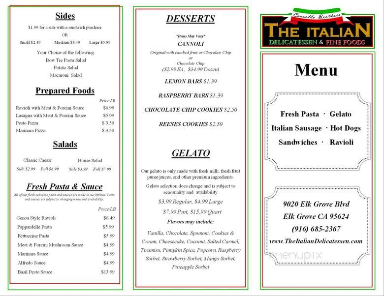 The Italian Delicatessen - Elk Grove, CA menu_pic
