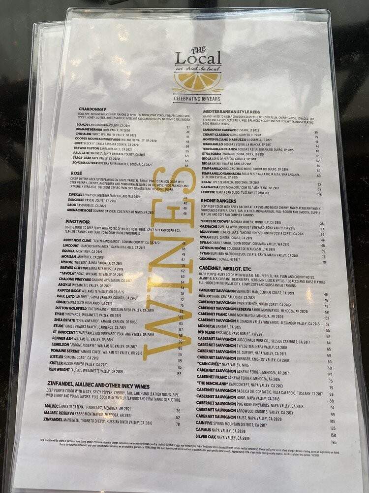 The Local - Naples, FL menu_pic