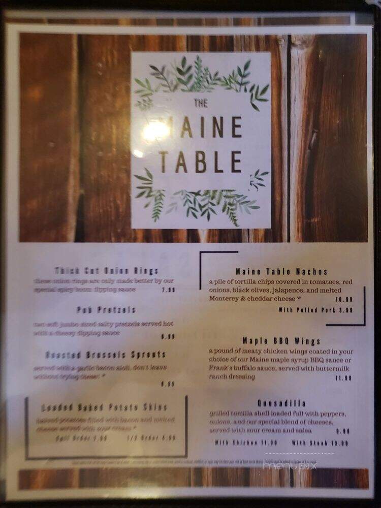The Maine Table - South Portland, ME menu_pic