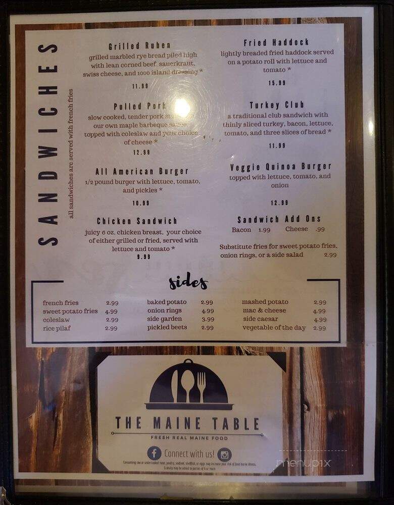 The Maine Table - South Portland, ME menu_pic
