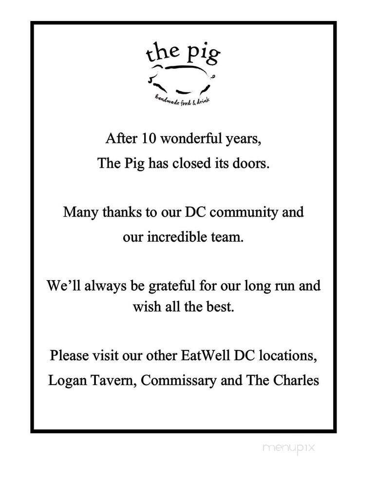 The Pig - Washington, DC menu_pic