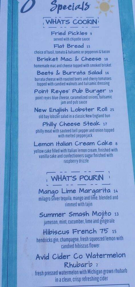 The Point Waterfront Restaurant - Rio Vista, CA menu_pic