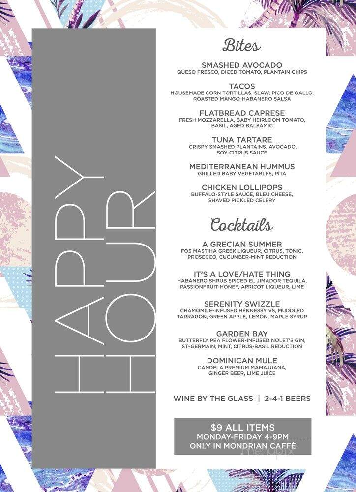 The Restaurant at Mondrian South Beach - Miami Beach, FL menu_pic