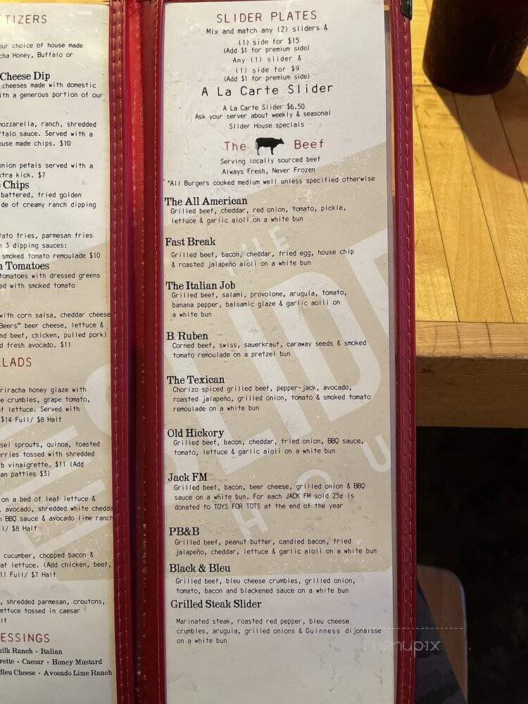 The Slider House - Nashville, TN menu_pic