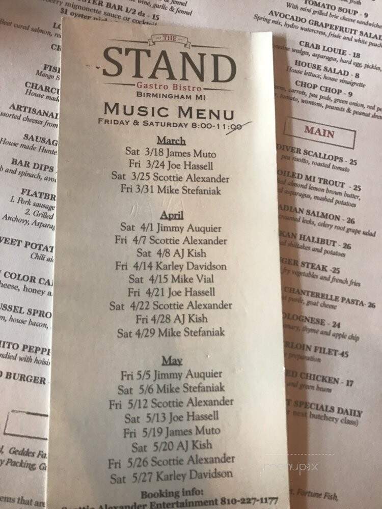 The Stand Gastro Bistro - Birmingham, MI menu_pic