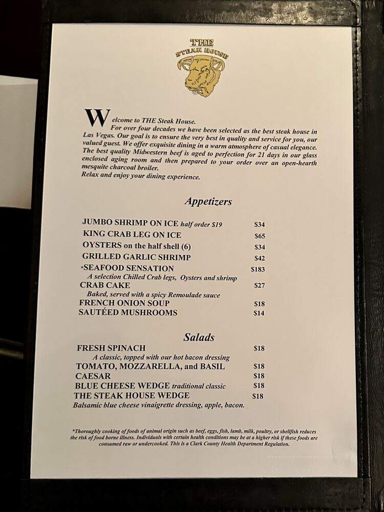 The Steakhouse - Las Vegas, NV menu_pic