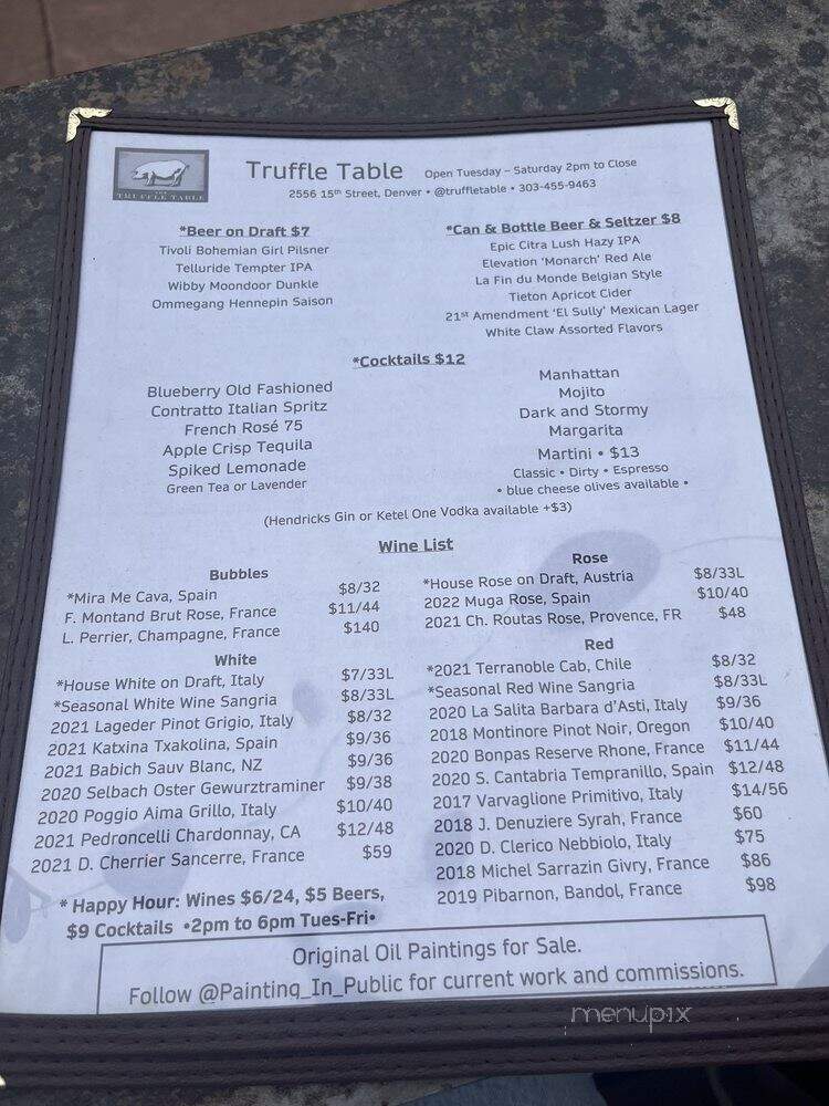 The Truffle Table - Denver, CO menu_pic