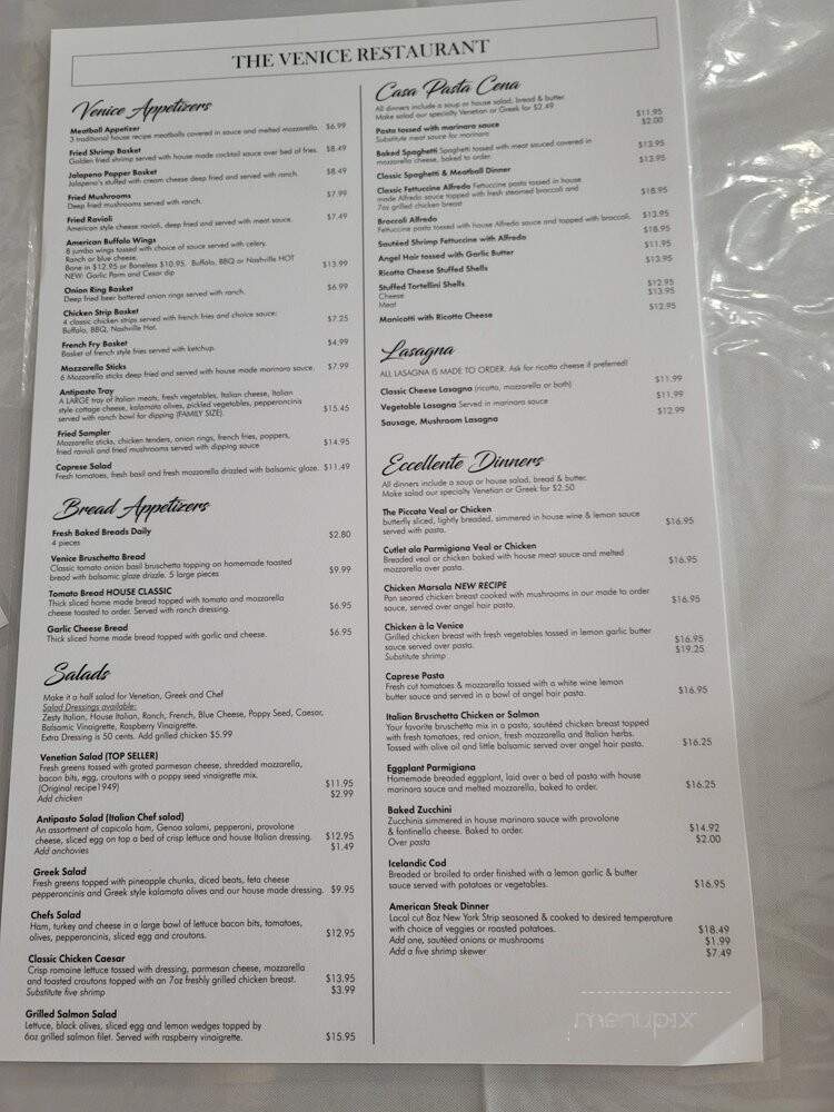 The Venice - Fort Wayne, IN menu_pic