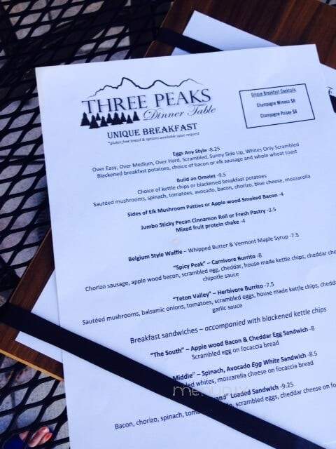 Three Peaks Dinner Table - Driggs, ID menu_pic