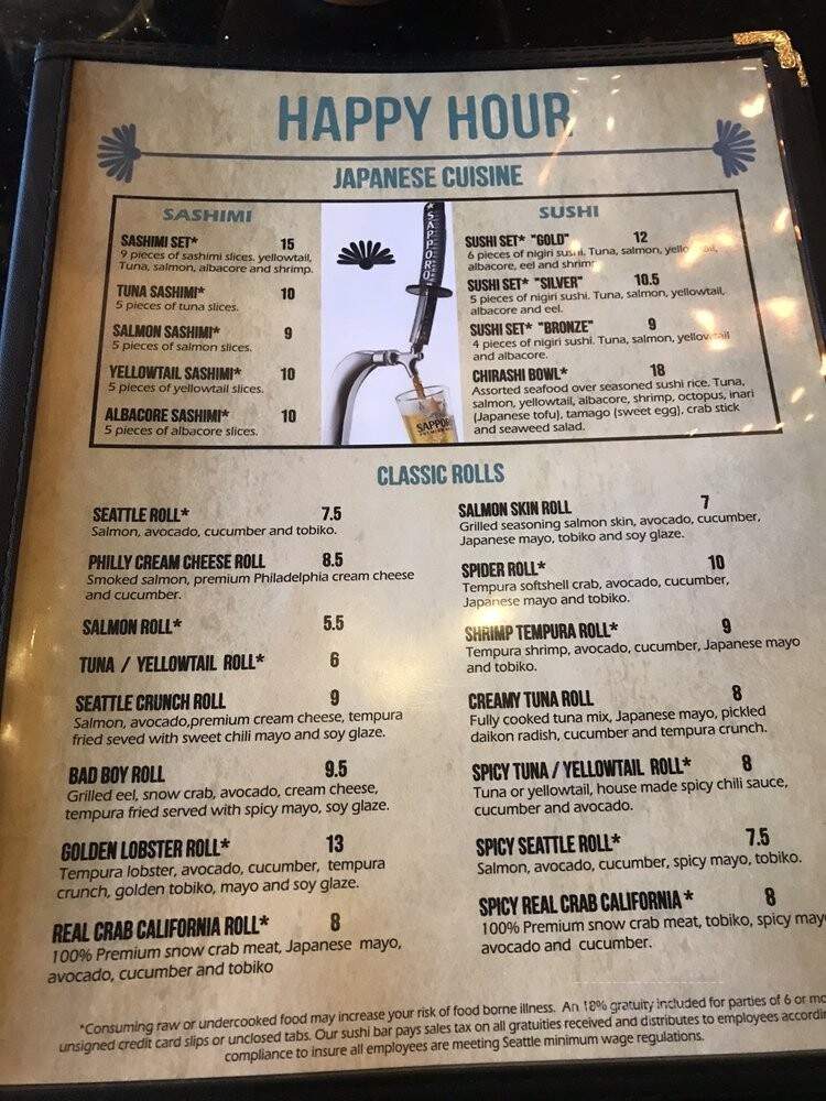 Thurston's Bistro & Lounge - Seattle, WA menu_pic
