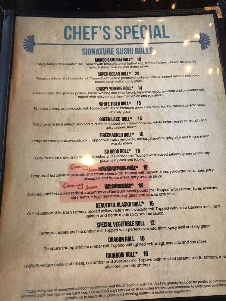 Thurston's Bistro & Lounge - Seattle, WA menu_pic