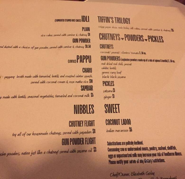 Tiffin Asha - Portland, OR menu_pic