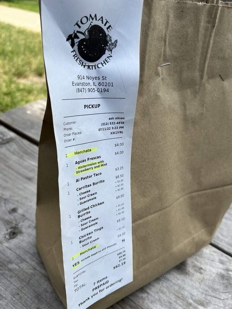 Tomate Fresh Kitchen - Evanston, IL menu_pic