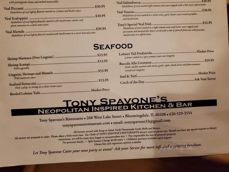 Tony Spavones - Bloomingdale, IL menu_pic