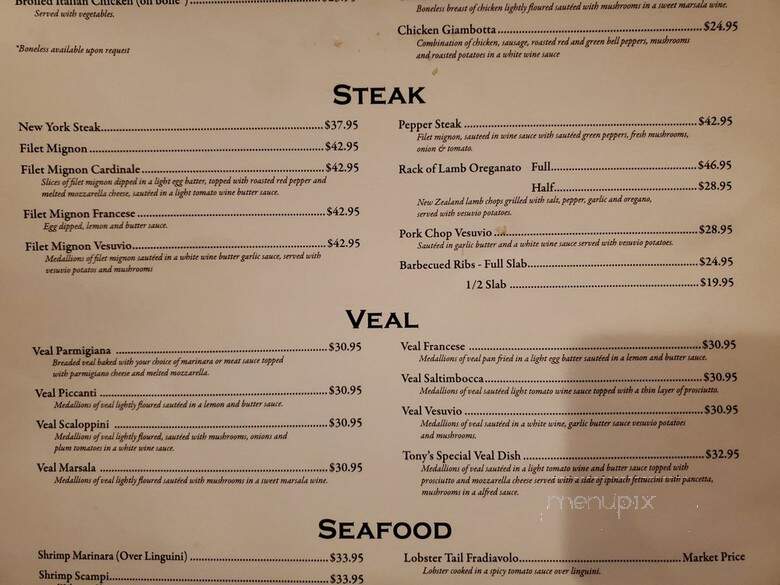 Tony Spavones - Bloomingdale, IL menu_pic