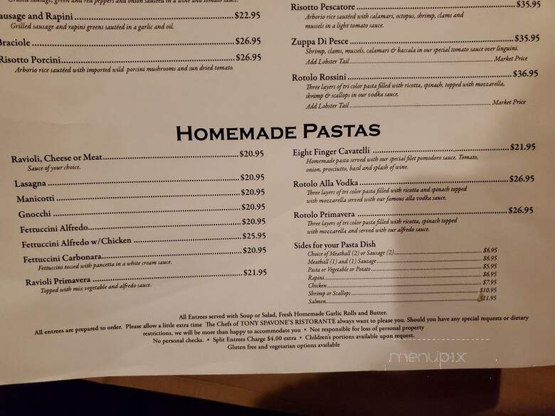 Tony Spavones - Bloomingdale, IL menu_pic