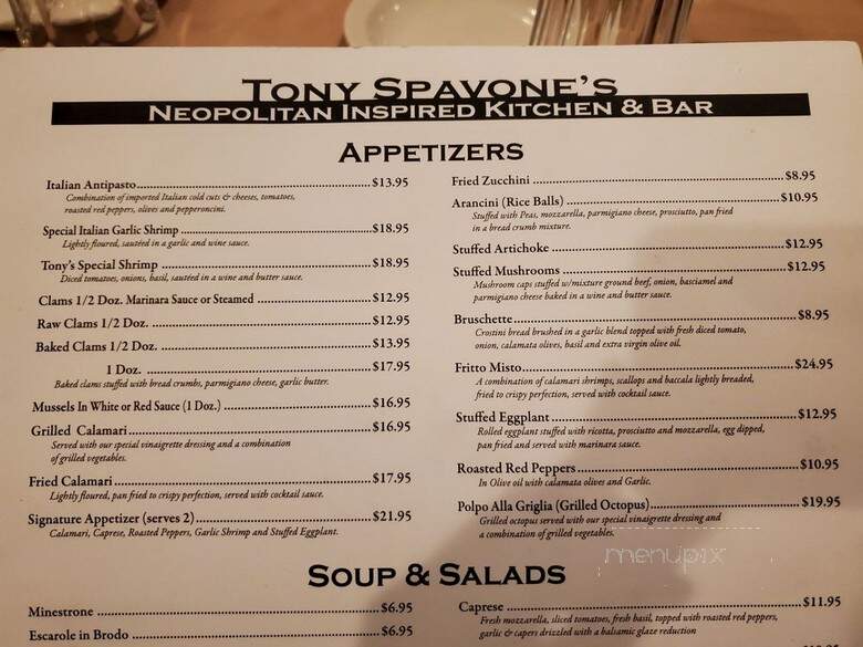 Tony Spavones - Bloomingdale, IL menu_pic