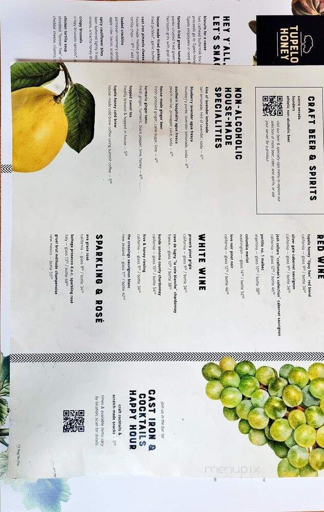 Tupelo Honey Cafe - Greenville, SC menu_pic