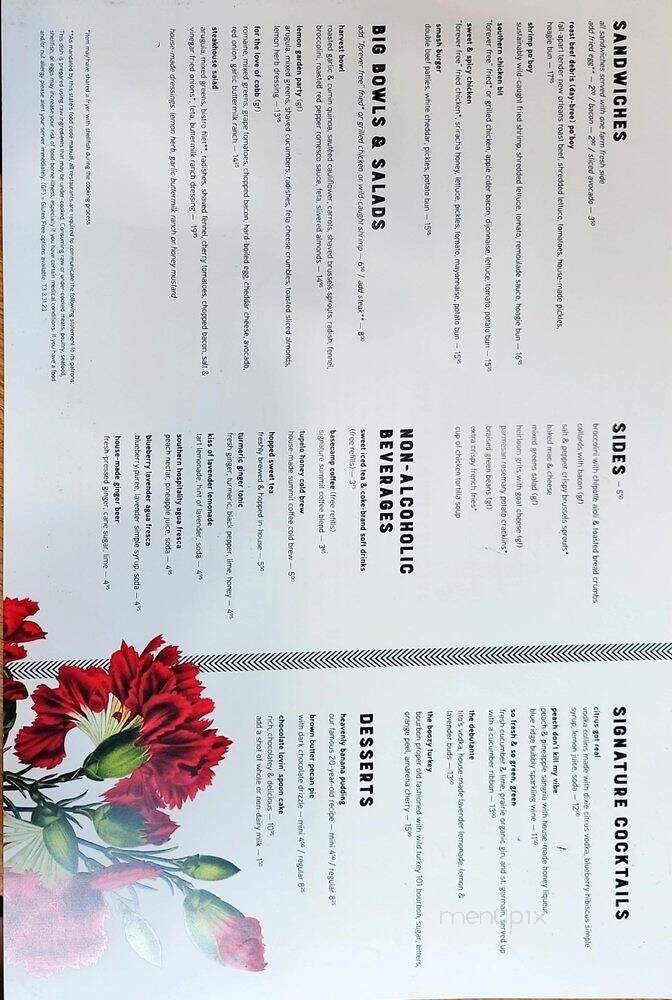 Tupelo Honey Cafe - Greenville, SC menu_pic