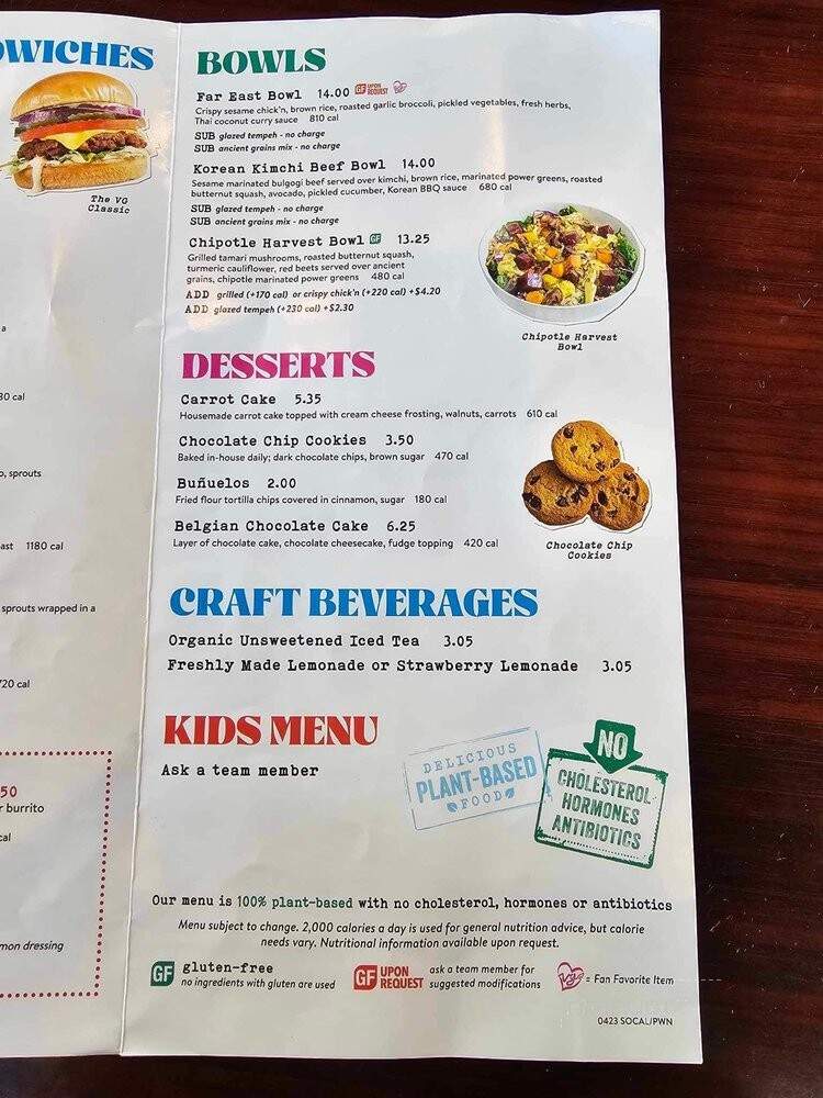 Veggie Grill - Hollywood, CA menu_pic