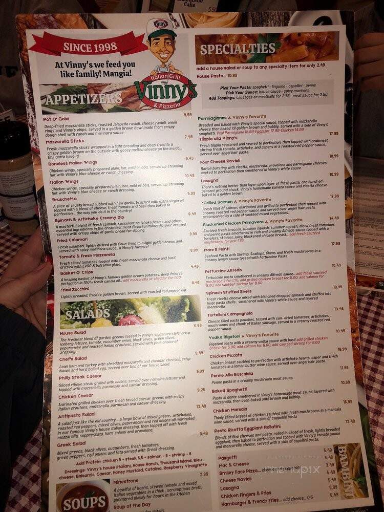 Vinny's Italian Grill & Pizzeria - Lynchburg, VA menu_pic