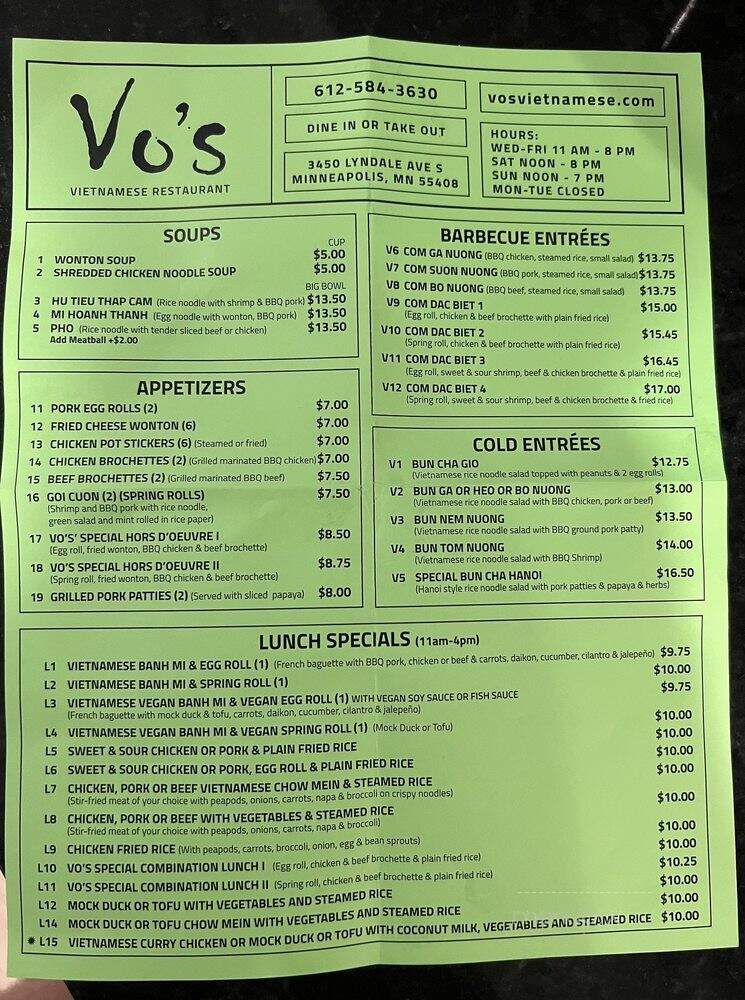 Vo's Vietnamese Restaurant - Minneapolis, MN