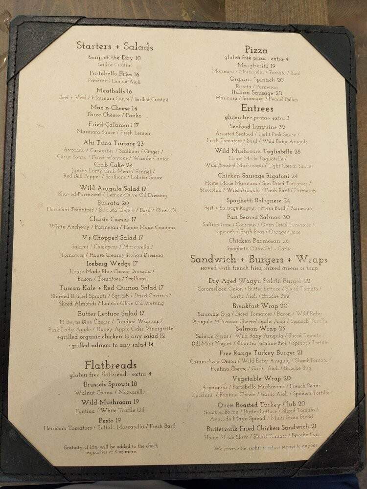 V's Restaurant - Malibu, CA menu_pic