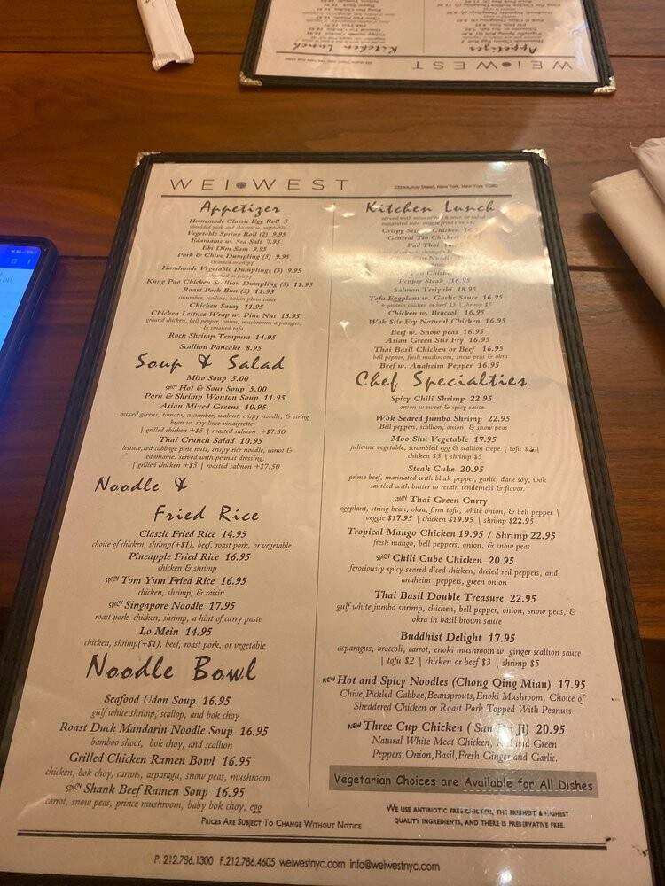 Wei West - New York, NY menu_pic