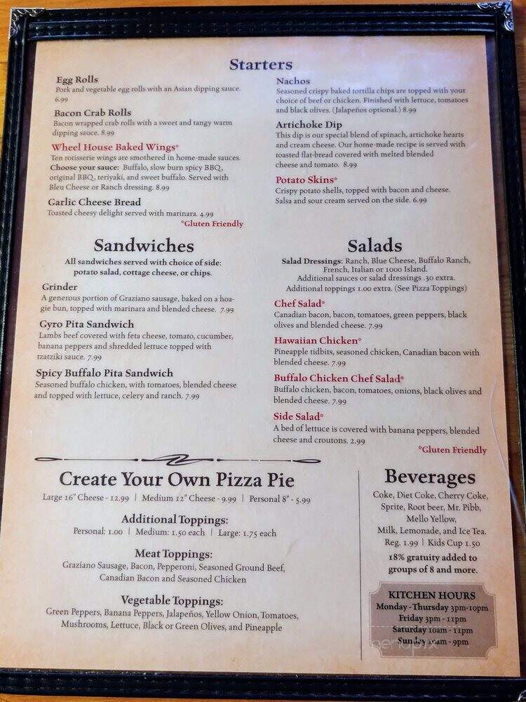 Wheel House Pizza Pub - Ankeny, IA menu_pic