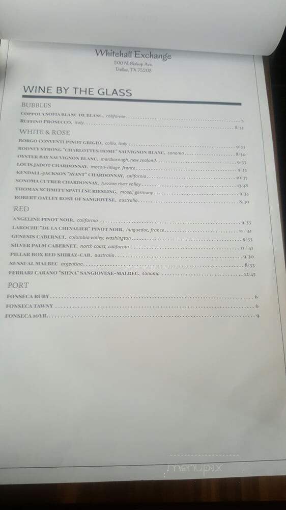 Whitehall - Dallas, TX menu_pic
